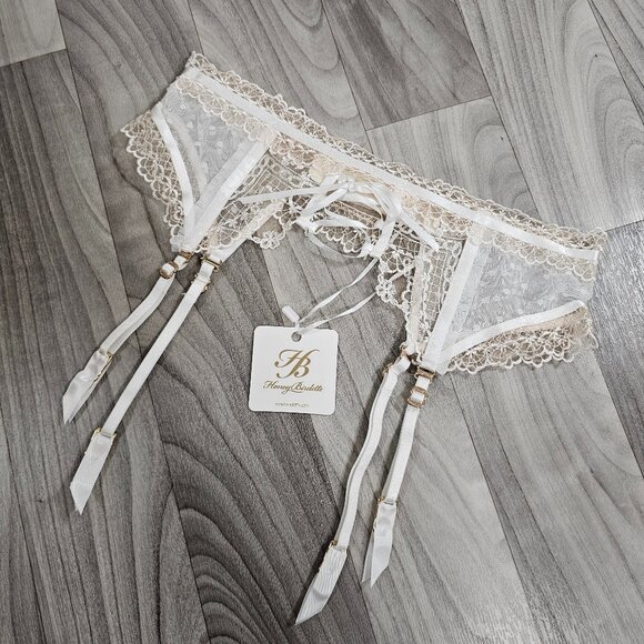 NWT Honey Birdette Capucine Ivory Suspender Garter Belt Size M - Picture 1 of 5